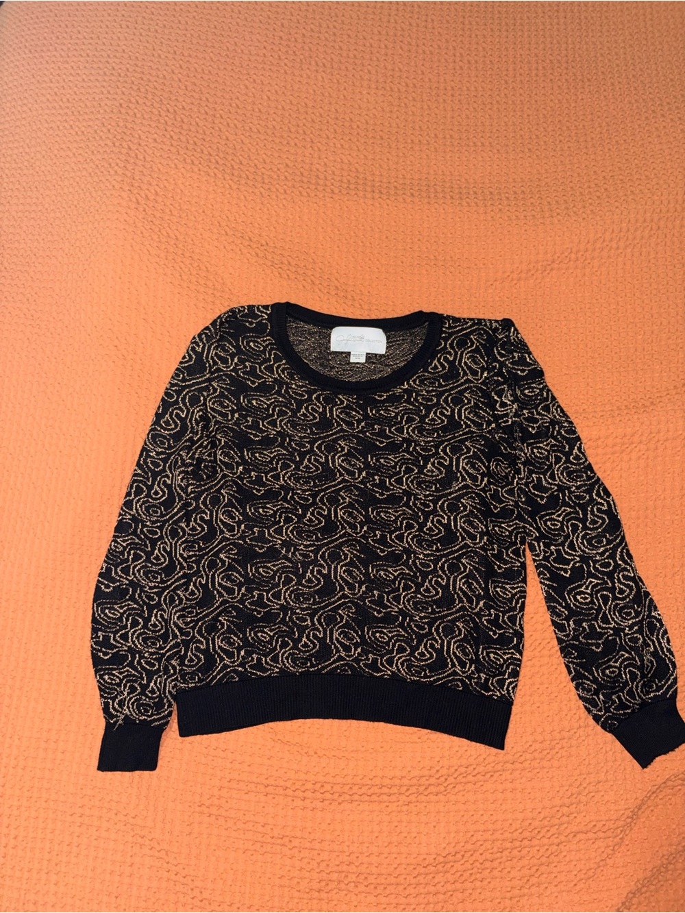 Jaclyn Smith Collection- Knit Black and Gold Patterned Women's Sweater- Size M